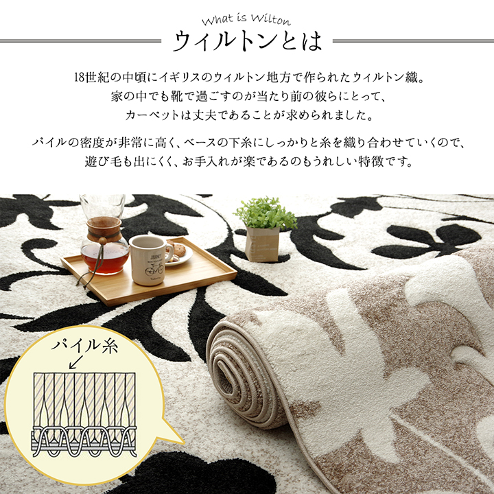 SHIZU-KAGU / 【イケヒコ】カーペット ラグ トルコ ウィルトン 織り カービング 『ネム』 約200×250cm 抗菌防臭 消臭  へたりにくい エレガント